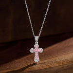 Sterling Silver Necklace Chain Divine Blessing Tarnish-resistant Silver Cross Pendant Necklace In White Gold Plated