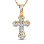 Sterling Silver Necklace Chain Divine Blessing Tarnish-resistant Silver Cross Pendant Necklace In 14K Gold Plated