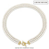 Tarnish-resistant Silver Vintage-Inspired Triple Row Pearl Necklace with Gold-Tone T-Bar Clasp - Created With Swarovski® Pearls 4mm-6mm