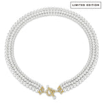Tarnish-resistant Silver Vintage-Inspired Triple Row Pearl Necklace with Gold-Tone T-Bar Clasp - Created With 4.5mm-6mm Shell Pearls