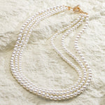 Tarnish-resistant Silver Vintage-Inspired Triple Row Pearl Necklace with Gold-Tone T-Bar Clasp - Created With 4.5mm-6mm Shell Pearls