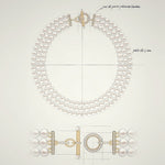 Tarnish-resistant Silver Vintage-Inspired Triple Row Pearl Necklace with Gold-Tone T-Bar Clasp - Created With 4.5mm-6mm Shell Pearls