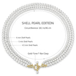 Tarnish-resistant Silver Vintage-Inspired Triple Row Pearl Necklace with Gold-Tone T-Bar Clasp - Created With 4.5mm-6mm Shell Pearls