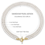 Tarnish-resistant Silver Vintage-Inspired Triple Row Pearl Necklace with Gold-Tone T-Bar Clasp - Created With Swarovski® Pearls 4mm-6mm