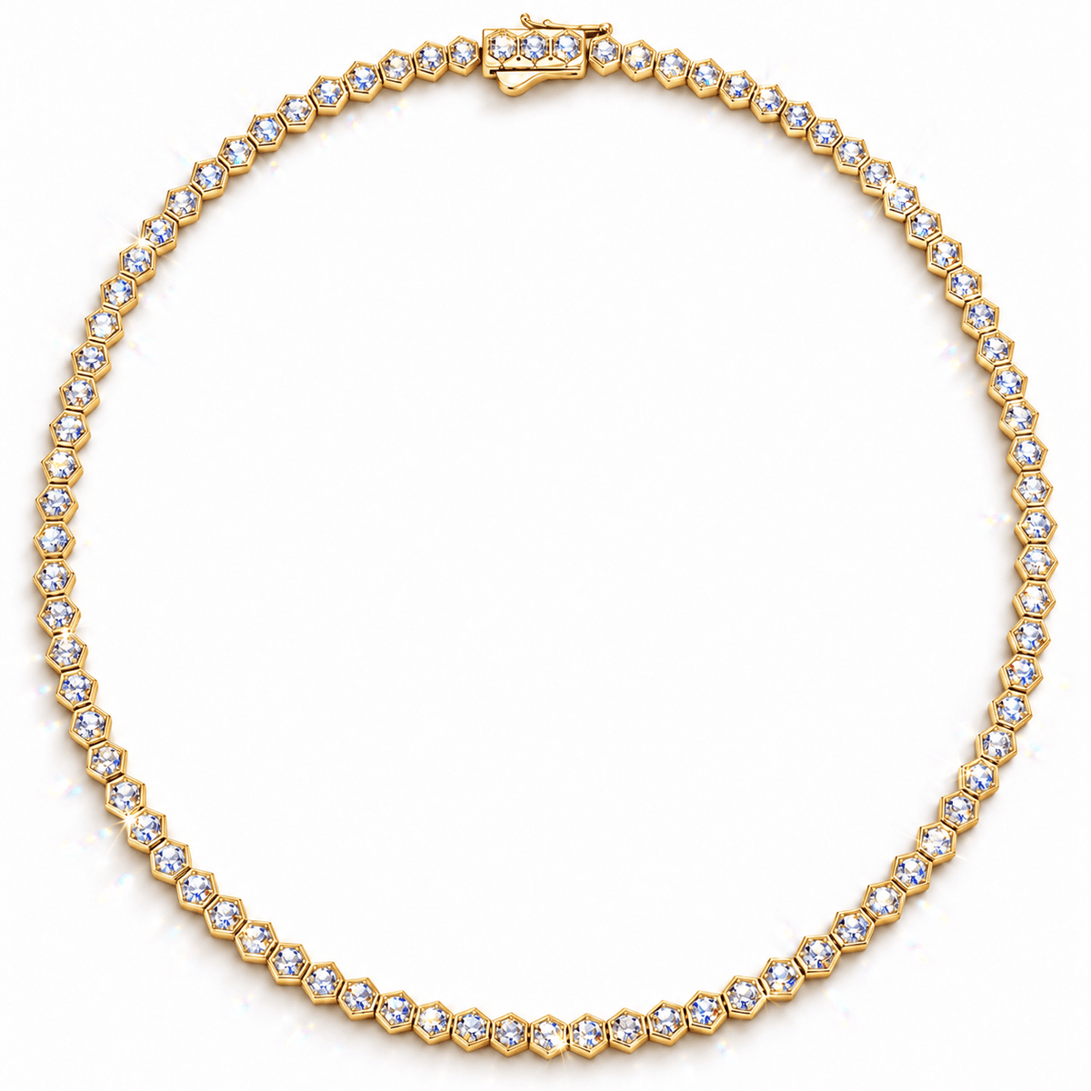 5.8 CTW Lab-Grown Diamond Honeycomb Tennis Necklace In Tarnish-Resistant Silver (S180), 16 in / 40.64 cm (Includes IGI Certification from International Gemological Institute)