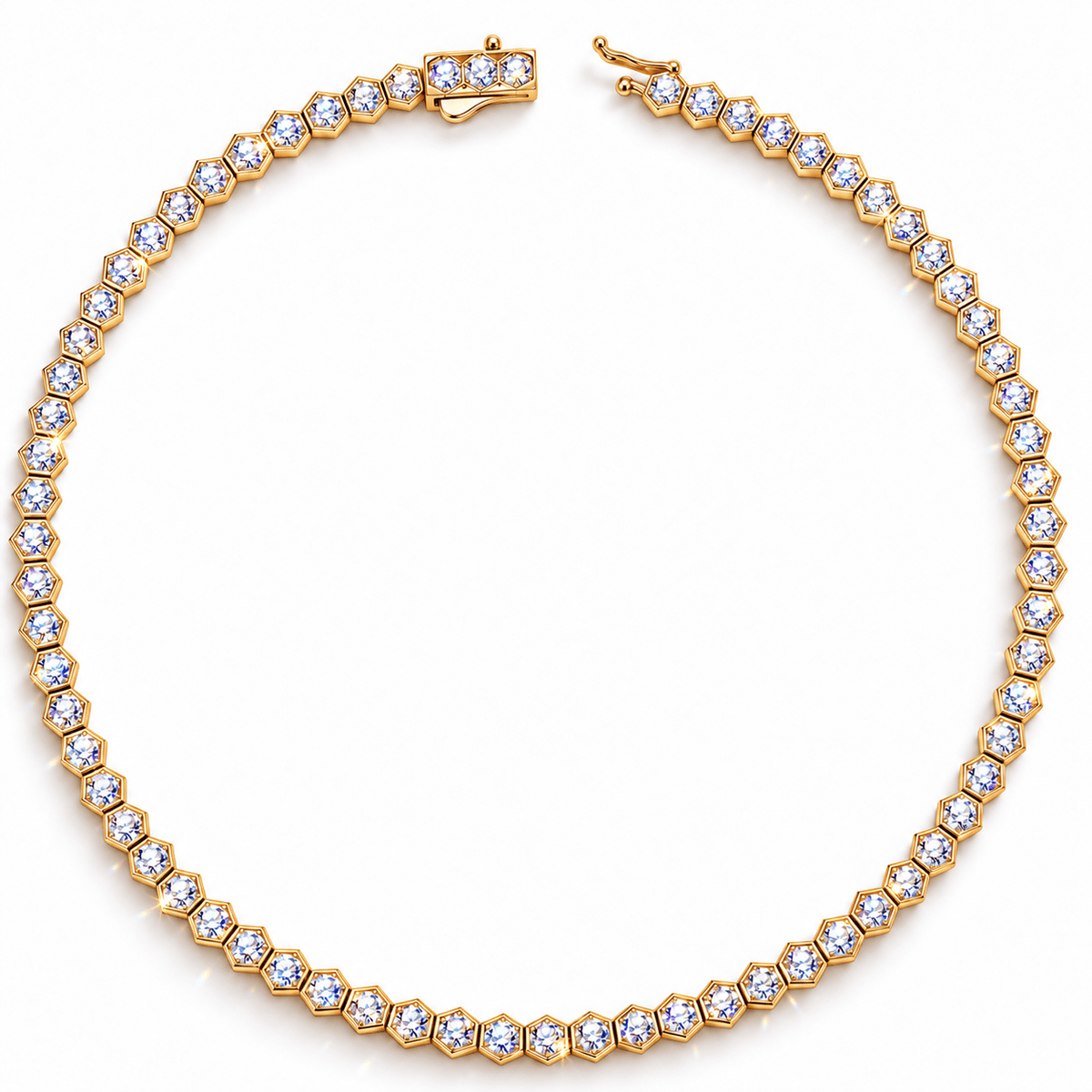 5.8 CTW Lab-Grown Diamond Honeycomb Tennis Necklace In Tarnish-Resistant Silver (S180), 16 in / 40.64 cm (Includes IGI Certification from International Gemological Institute)