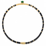 LIMITED RESTOCK· SHIPS FROM JULY 13: Black Onyx & Zambian Emerald Oval-Cut Focal Gemstone Solitaire Pendant Necklace in Tarnish-Resistant Silver with 14K Gold Plating (Comes with Authentic GRC Gemstone Research Center Certification)