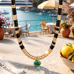 LIMITED RESTOCK· SHIPS FROM JULY 13: Black Onyx & Zambian Emerald Oval-Cut Focal Gemstone Solitaire Pendant Necklace in Tarnish-Resistant Silver with 14K Gold Plating (Comes with Authentic GRC Gemstone Research Center Certification)
