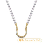 [💥As @mygreatchallenge's Pick] Horseshoe Tarnish-resistant Silver Pearl Necklace In 14K Gold Plated