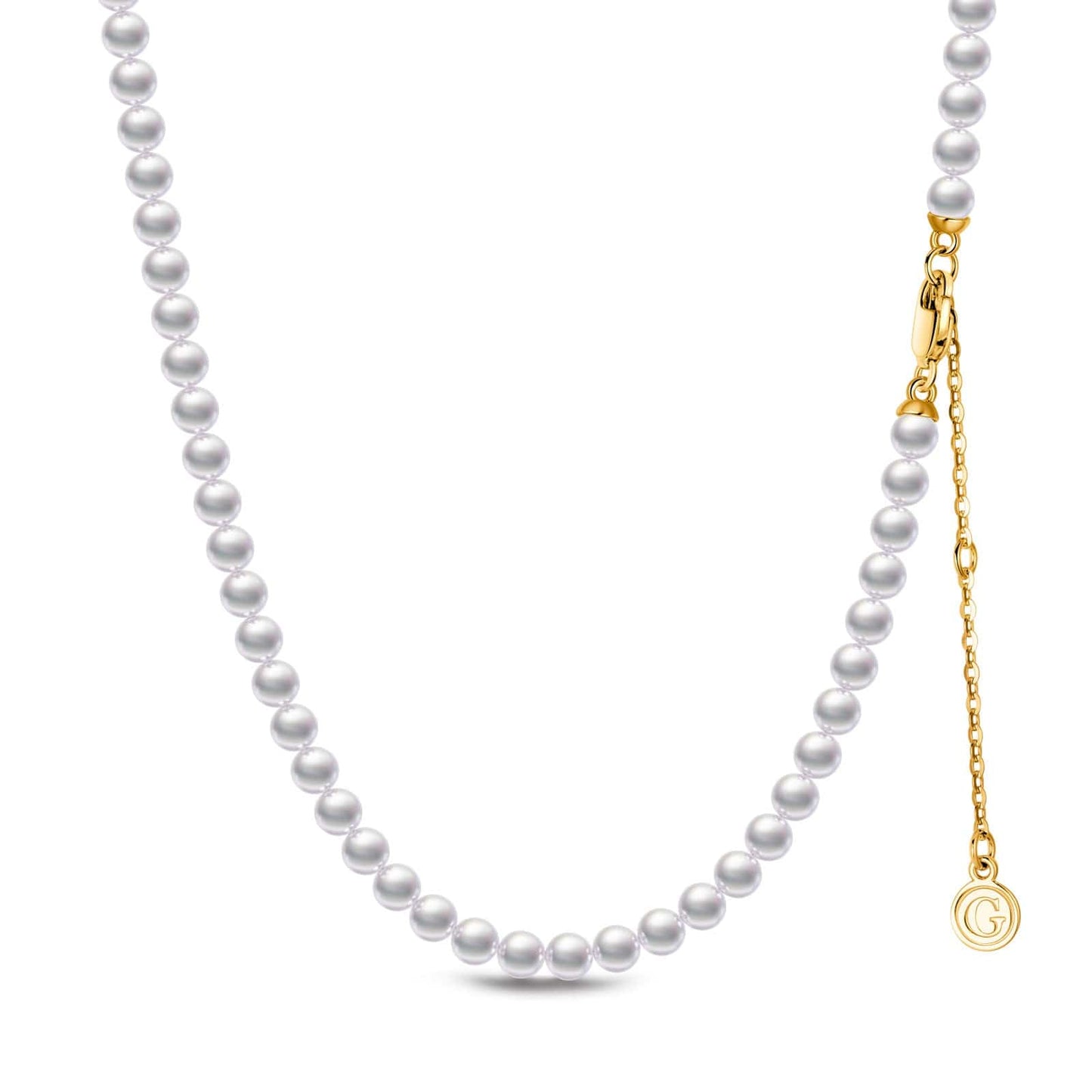 Horseshoe Tarnish-resistant Silver Pearl Necklace In 14K Gold Plated
