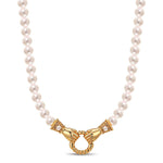 Hand In Hand Tarnish-resistant Silver Pearl Necklace In 14K Gold Plated