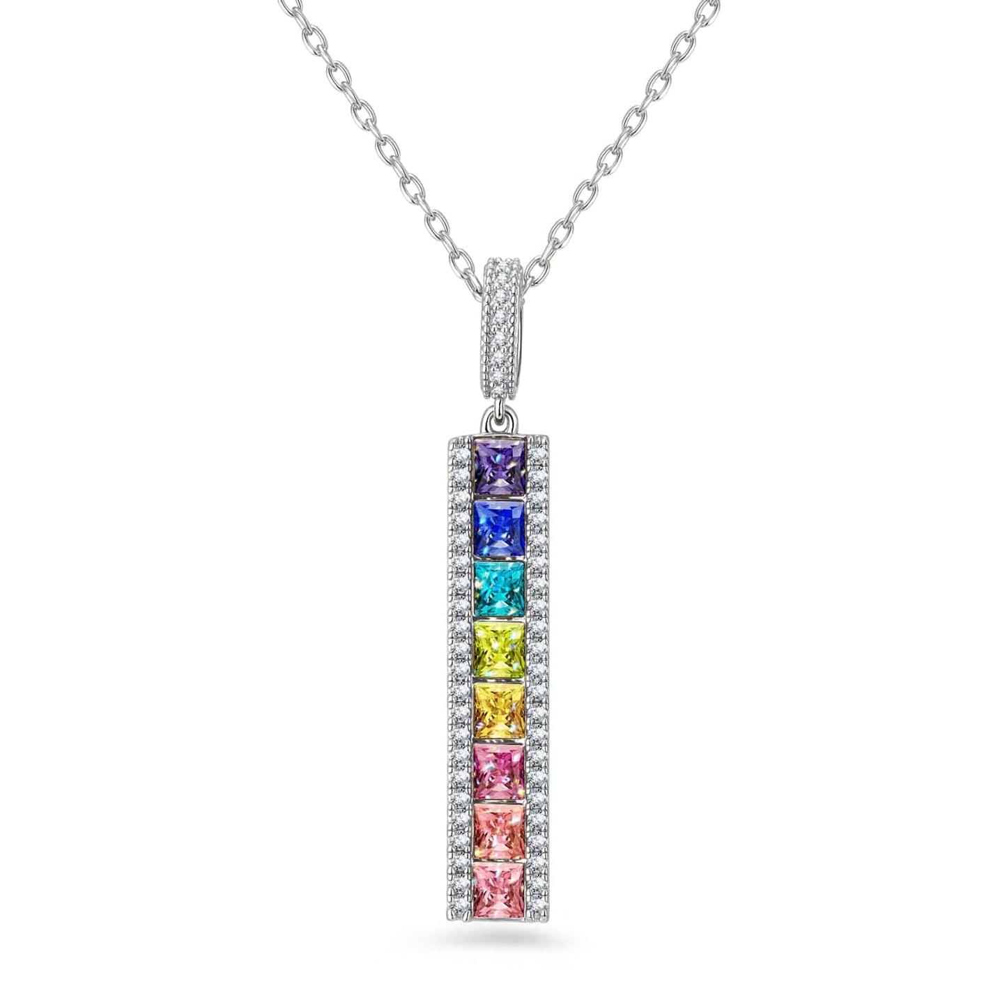 Sterling Silver Kaleidoscope Dream Charm Necklace In White Gold Plated -  Handcrafted with Swarovski® Crystals