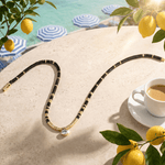 Black Onyx & Moissanite Oval-Cut Focal Gemstone Solitaire Pendant Necklace in Tarnish-Resistant Silver with 14K Gold Plating (Comes with Authentic GRA Gemological Research Association Certification)