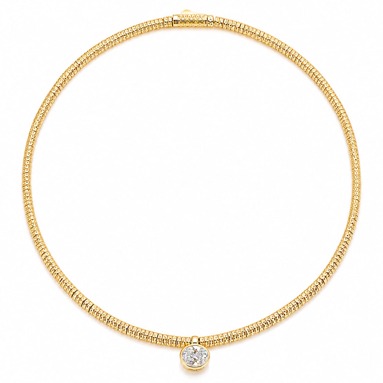 Solitaire Moissanite Oval-Cut Focal Gemstone Pendant Necklace in Tarnish-Resistant Silver with 14K Gold Plating (Comes with Authentic GRA Gemological Research Association Certification)