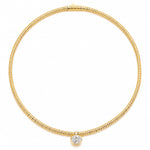 Solitaire Moissanite Oval-Cut Focal Gemstone Pendant Necklace in Tarnish-Resistant Silver with 14K Gold Plating (Comes with Authentic GRA Gemological Research Association Certification)