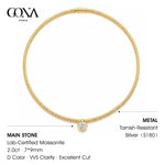 Solitaire Moissanite Oval-Cut Focal Gemstone Pendant Necklace in Tarnish-Resistant Silver with 14K Gold Plating (Comes with Authentic GRA Gemological Research Association Certification)