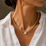 Solitaire Moissanite Oval-Cut Focal Gemstone Pendant Necklace in Tarnish-Resistant Silver with 14K Gold Plating (Comes with Authentic GRA Gemological Research Association Certification)