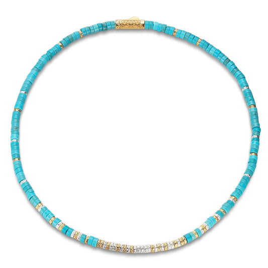 gona- Boundless Loops Handcrafted Necklace in Natural Turquoise, crafted in Tarnish-Resistant Silver with Bi-Color Galaxy Gold Plating
