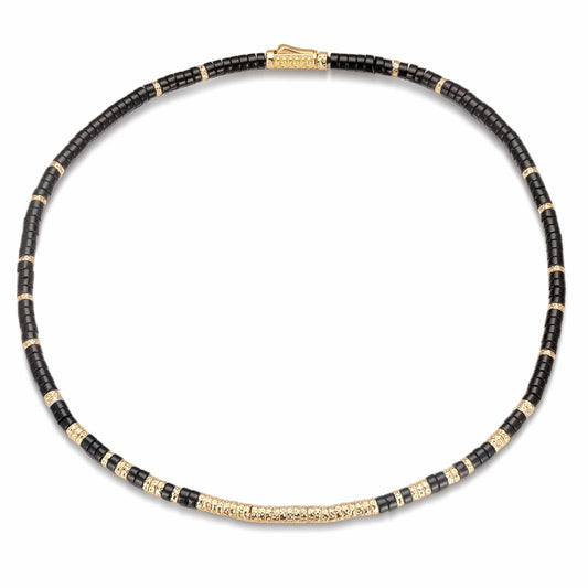 gona- Boundless Loops Handcrafted Bracelet in Natural Black Onyx, Set in Tarnish-Resistant Silver with 14K Gold Finish