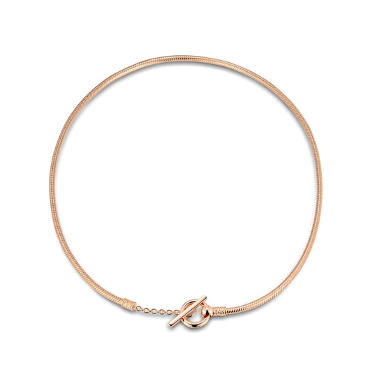 gon- Personalized Fashion Snap Chain Tarnish-resistant Silver Necklace In Rose Gold Plated