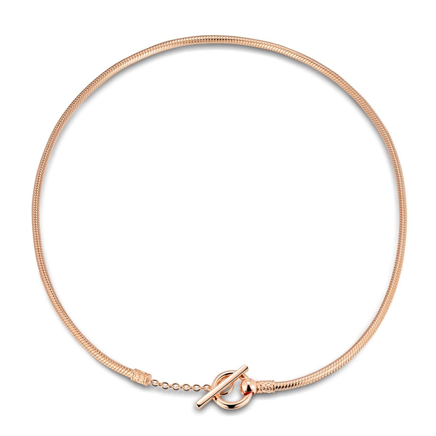 Personalized Fashion Snap Chain Tarnish-resistant Silver Necklace In Rose Gold Plated