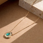 Sterling Silver Teardrop Necklace with Green Paraiba Tourmaline In 14K Gold Plated (Includes GRC Certification from Gemstone Research Center)