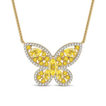 Sterling Silver Brilliant Butterfly Pendant Necklace In 14K Gold Plated