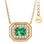 Sterling Silver Emerald Pendant Necklace In 14K Gold Plated (Includes GRC Certification from Gemstone Research Center)