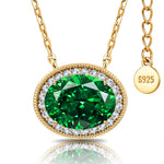 Sterling Silver 2.0 CT Zambian Emerald Oval Pendant Necklace With 14K Gold Plating (Includes GRC Certification From Gemstone Research Center)
