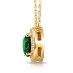 Sterling Silver 2.0 CT Zambian Emerald Oval Pendant Necklace With 14K Gold Plating (Includes GRC Certification From Gemstone Research Center)