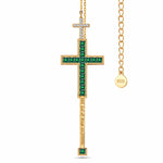 Sterling Silver Zambian Emerald Princess-Cut Station Necklace With 14K Gold Plating (Includes GRC Certification From Gemstone Research Center)