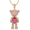 Sterling Silver Forever Teddy Bear Pendant Link Chain Necklace In 14K Gold Plated - Created With SWAROVSKI® Crystals