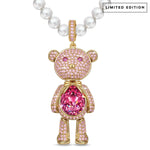 Forever Teddy Bear Pendant Tarnish-resistant Silver Pearl Necklace In 14K Gold Plated -Created With SWAROVSKI® Crystals