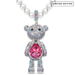 Forever Teddy Bear Pendant Tarnish-resistant Silver Pearl Necklace In White Gold Plated - Created WithSWAROVSKI® Crystals