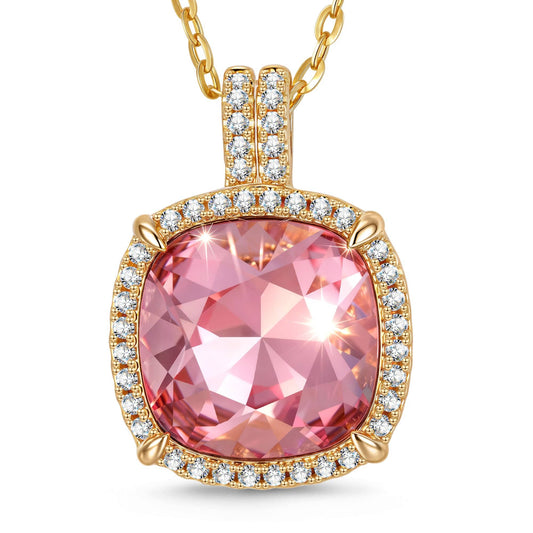 gona- Sterling Silver Cherry Blossom Jewel Charm Necklace In 14K Gold Plated - Created With SWAROVSKI® Crystals在·