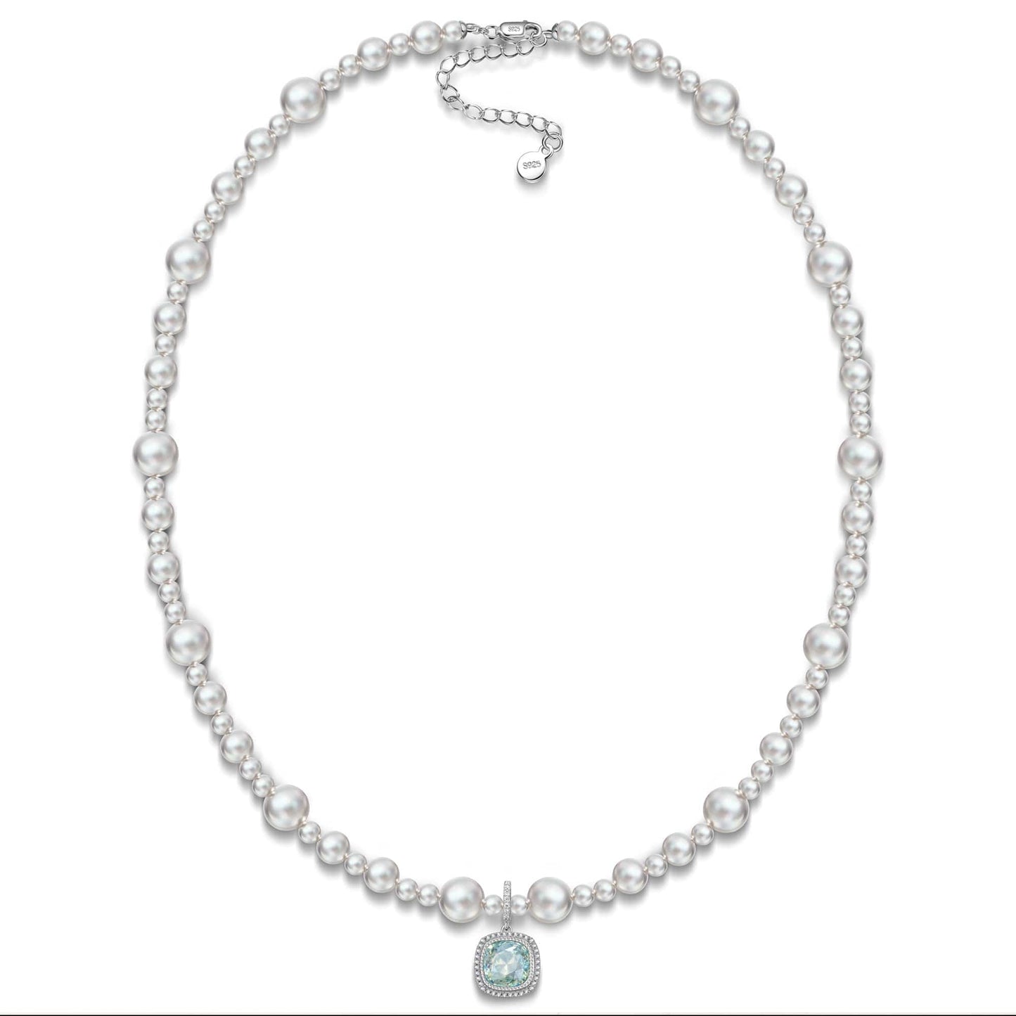 Bubble Pearl Symphony Necklace - Sterling Silver 8mm Pearl Pendant, Handcrafted with Swarovski® Pearls & Swarovski® Crystal, A Perfect Gift for Elegant Women