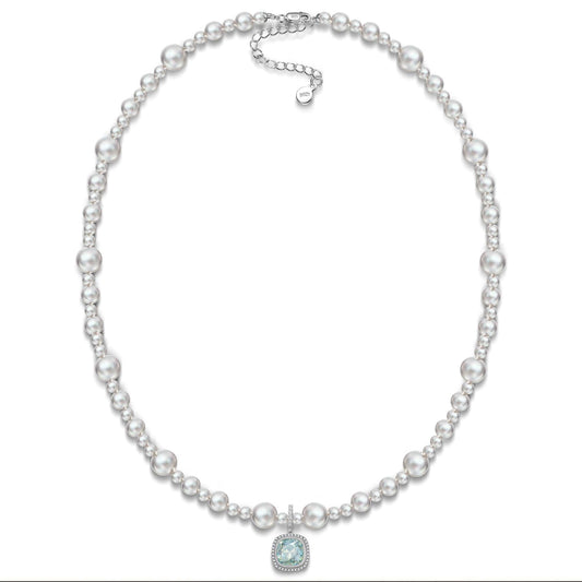 gona- Bubble Pearl Symphony Necklace - Sterling Silver 8mm Pearl Pendant, Handcrafted with Swarovski® Pearls & Swarovski® Crystal, A Perfect Gift for Elegant Women