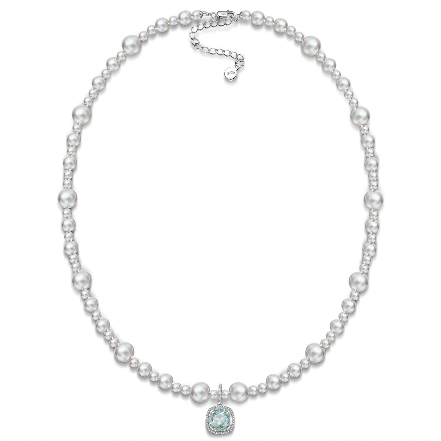 Bubble Pearl Symphony Necklace - Sterling Silver 8mm Pearl Pendant, Handcrafted with Swarovski® Pearls & Swarovski® Crystal, A Perfect Gift for Elegant Women