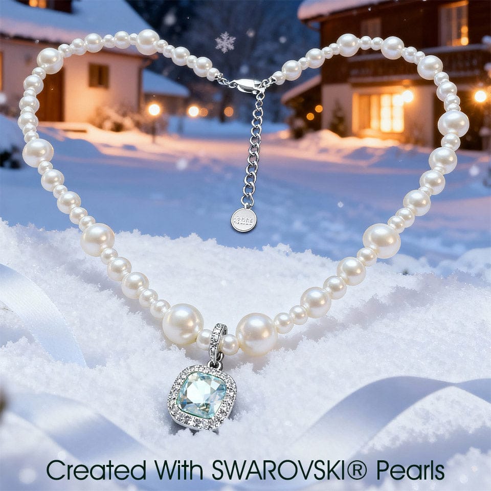 Bubble Pearl Symphony Necklace - Sterling Silver 8mm Pearl Pendant, Handcrafted with Swarovski® Pearls & Swarovski® Crystal, A Perfect Gift for Elegant Women
