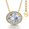 Sterling Silver 2.0 CT Moissanite Oval Pendant Necklace With 14K Gold Plating (Includes GRA Certification from Gemological Research Association)