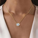 Sterling Silver 2.0 CT Moissanite Oval Pendant Necklace With 14K Gold Plating (Includes GRA Certification from Gemological Research Association)