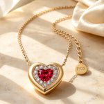 Sterling Silver Eternal Love Lab-Certified Ruby Necklace In 14K Gold Plated (Includes GRC Certification from Gemstone Research Center)