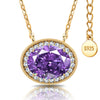 Sterling Silver 3.0 CT Lab-Created Purple Sapphire Oval Pendant Necklace With 14K Gold Plating (Includes GRC Certification From Gemstone Research Center)