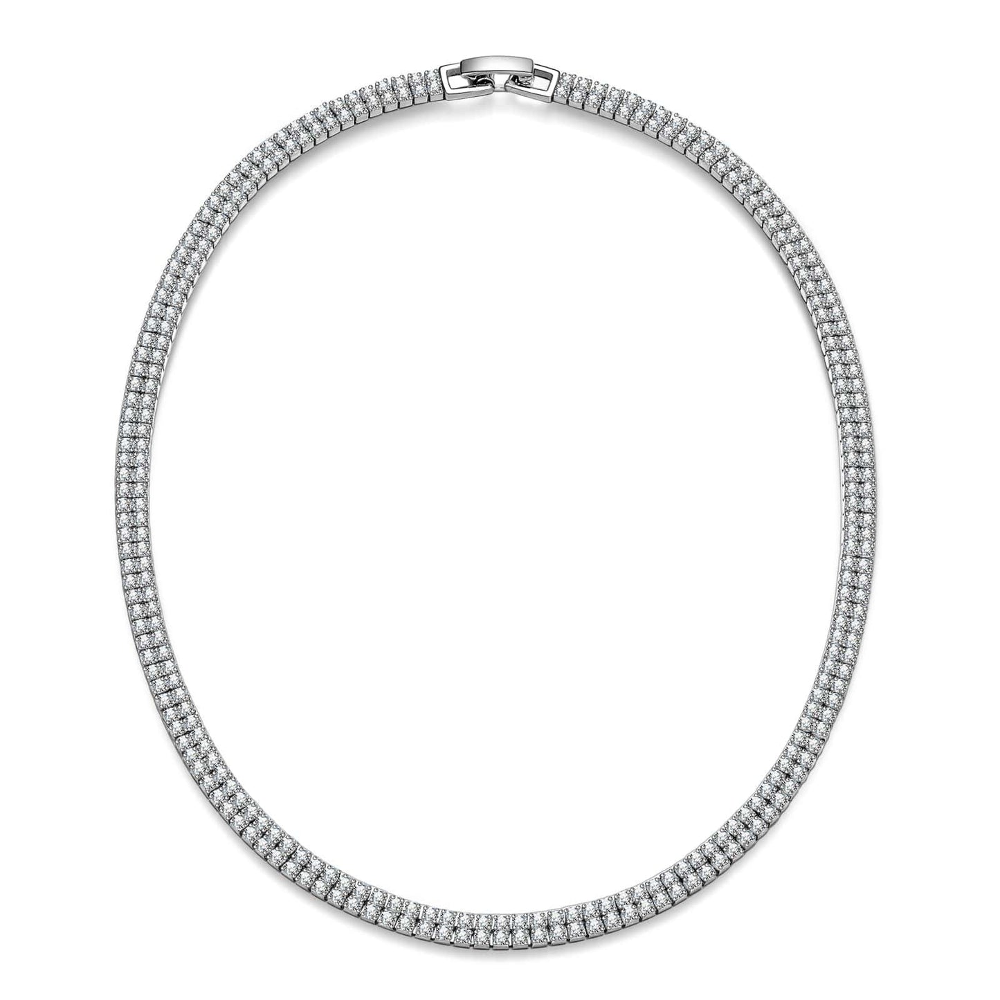 Tarnish-resistant Silver Tennis Necklace Chain In 14K Gold Plated