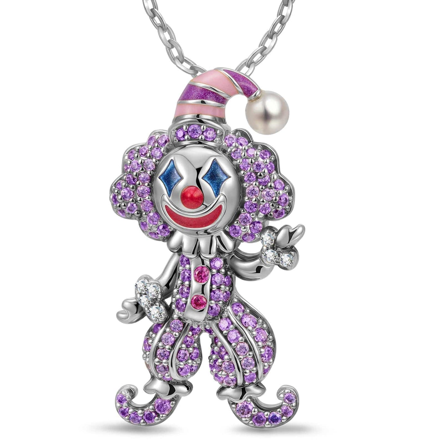Sterling Silver Trickster's Masquerade Necklace With Enamel In Blackened 925 Sterling Silver