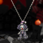 Sterling Silver Trickster's Masquerade Necklace With Enamel In Blackened 925 Sterling Silver