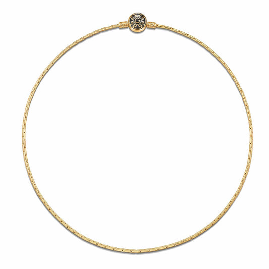 gon- Sterling Silver Personalized Fashion Snap Chain Necklace with Enamel In 14K Gold Plated