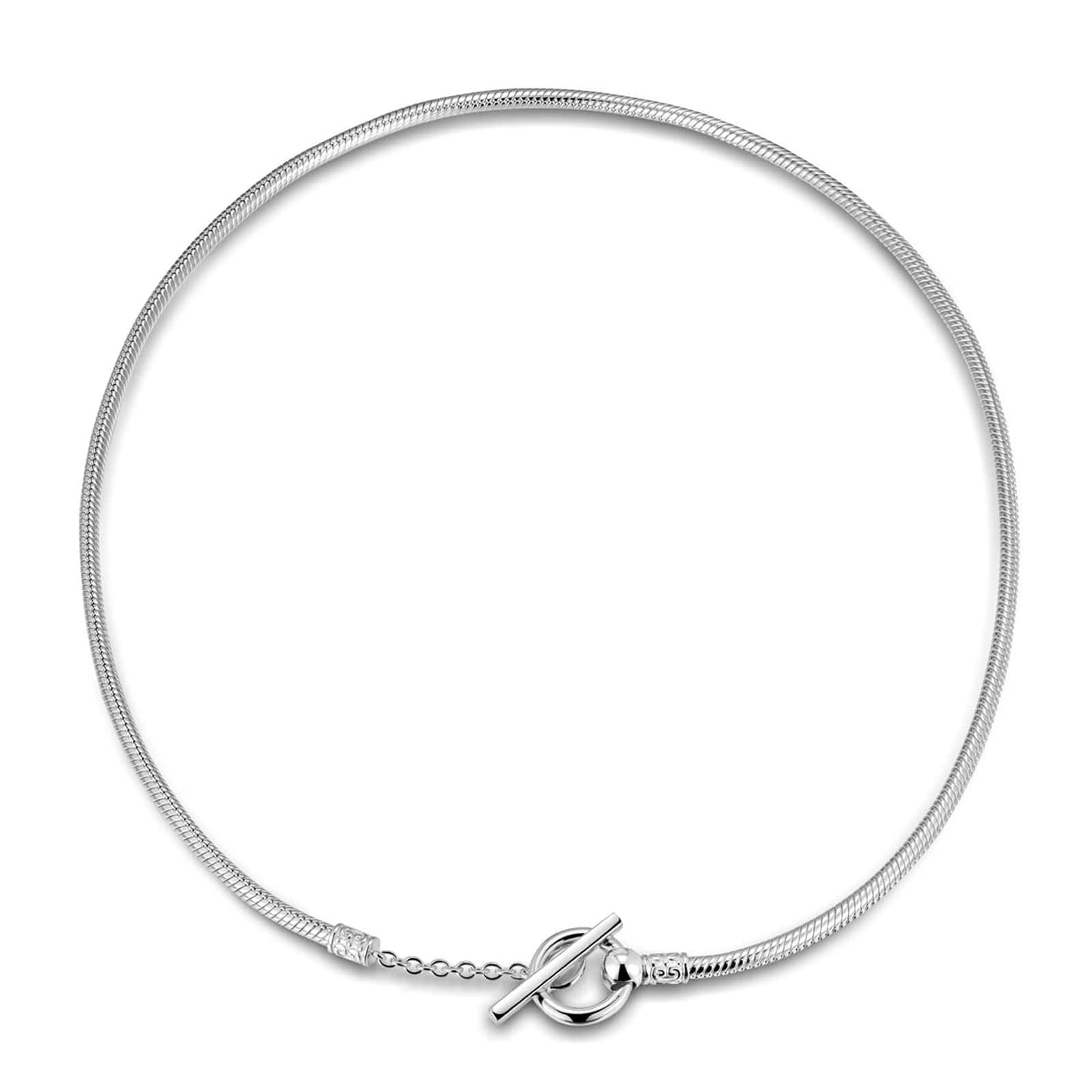 Sterling Silver Personalized Fashion Snap Necklace In White Gold Plated