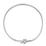 Sterling Silver Personalized Fashion Snap Necklace In White Gold Plated