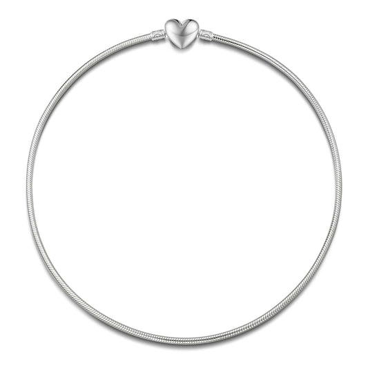 gon- Sterling Silver Classic Snake Chain Necklace In White Gold Plated